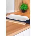 Acar Bianco Perla Porselen Dikdörtgen Servis Tabak 39 cm Şık Kulplu Tasarım