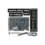 ACAR CİVATA 671 Adet Sunta Ağaç Vidası Pul Ve Uç Seti