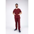 ACAR İŞ TEX Bordo Likralı Erkek Hemşire Ve Doktor Forması Takımı Scrubs Hastane Üniforması