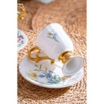 Acar KAI-07517 Lansy 90 ml Çiçek Desenli Altın Yaldızlı 6'lı Kahve Fincan Takımı