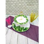 Acar KZN-009062 Yeşil Plus Yaprak Desenli İki Katlı Sunum Tabağı