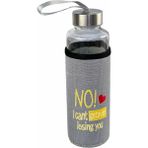 Acar Lüx Cam Keten Kılıflı No Getover 400 ml Gri Matara