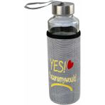 Acar Lüx Cam Keten Kılıflı Yes 400 ml Renkli Matara