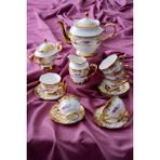 Acar Marigold 6 Kişilik 17 Parça Çay Seti - Beyaz - Gold