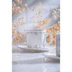 Acar Marilla Silver 6'lı Porselen Kahve Fincanı Takımı - 90 ml - Beyaz - Gümüş