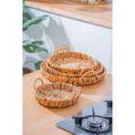 ACAR Wicker 4 Parça Hasır Yuvarlak Ekmek ve Sunum Sepeti Seti