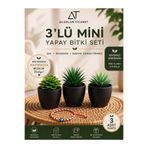 Acarlar Ticaret 3’lü Mini Yapay Bitki Seti – Dekoratif Saksılı Modern Masa Üstü