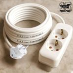 Acaroğlu - 15 Metre 3x2,5mm² Ttr Kablo | Ikili Uzatma Grup Priz - Beyaz