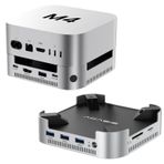 ACASIS Mac mini M4 Dock & Stand, Dual-Bay NVMe SSD Muhafaza ile, Mac mini M4 ve M4 Pro 2024 için Alüminyum HDMI Hub, 4K60Hz HDMI, 4 X 10G USB A, PD 30W, SD/TF, Destek SSD B+M M-Key