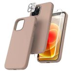 Access4us Essentiel iPhone 13 Pro için 3'ü 1 arada paket: Silikon koruyucu kılıf + 1 kamera koruması + 1 sertleştirilmiş camdan ekran koruyucu – kum pembesi ● çepeçevre koruma