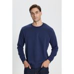 AC&Co / Altınyıldız Classics 3 Iplik Sıcak Tutan Pamuklu Standart Fit Normal Kesim Bisiklet Yaka Erkek Lacivert Sweatshirt