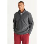 AC&Co / Altınyıldız Classics Anti-Pilling Tüylenme Yapmayan Bato Yaka Erkek Polar Sweatshirt Antrasit Melanj