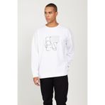 AC&Co / Altınyıldız Classics Beyaz Oversize Bol Kesim Bisiklet Yaka Baskılı Rahat Sweatshirt