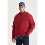 AC&Co / Altınyıldız Classics Bordo Oversize Bol Kesim Içi Polarlı 3 Iplik Bisiklet Yaka Pamuklu Sweatshirt