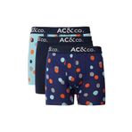 AC&Co / Altınyıldız Classics Desenli Pamuklu Esnek 3'lü Boxer Paketi, Renk Lacivert-Yeşil, Beden L