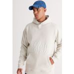 AC&Co / Altınyıldız Classics Erkek Bej Oversize Fit Bol Kesim Kapüşonlu Içi Polarlı 3 Iplik Baskılı Sweatshirt