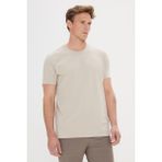 AC&Co / Altınyıldız Classics Erkek Bej Slim Fit Dar Kesim Modal Bisiklet Yaka Yumuşak Tuşeli Esnek Basic Tişört