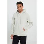 AC&Co / Altınyıldız Classics Erkek Bej Standart Fit Normal Kesim Kapüşonlu Fermuarlı Sweatshirt Bej