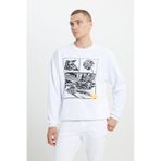 AC&Co / Altınyıldız Classics Erkek Beyaz Batman Lisanslı 3 İplik Loose Fit Bol Kesim Pamuklu Bisiklet Yaka Sweatshirt