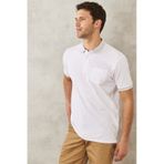 Ac&Co / Altınyıldız Classics Erkek Beyaz-Beyaz Polo Yaka Cepli Regular Fit Bol Kesim Düz Tişört 4A4820200004Bby4XL Beyaz