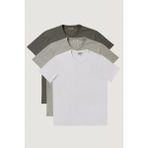 AC&Co / Altınyıldız Classics Erkek Beyaz-grı Melanj-k.grı Slim Fit Dar Kesim Bisiklet Yaka 3'lü %100 Pamuk Tişört Paketi - Beyaz - Gri - Melanj - XS