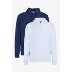 AC&Co / Altınyıldız Classics Erkek Beyaz-Lacivert 2'li Paket Pamuklu İçi Polarlı Sweatshirt Kapüşonlu Kanguru Cepli Standart Fit