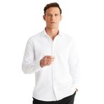 AC&Co / Altınyıldız Classics Erkek Beyaz Slim Fit Dar Kesim Pamuklu Klasik Yaka Armürlü Gömlek Klasik Yaka, S