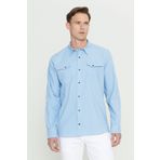 AC&Co / Altınyıldız Classics Erkek Buz Mavisi Slim Fit Dar Kesim Klasik Yaka Pamuklu Gömlek