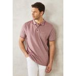 AC&Co / Altınyıldız Classics Erkek Çekmeyen Pamuklu Kumaş Regular Fit Rahat Kesim Bordo Kıvrılmaz Polo Yaka Cepli Tişört