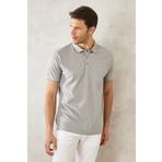 AC&Co / Altınyıldız Classics Erkek Çekmeyen Pamuklu Kumaş Regular Fit Rahat Kesim Gri Kıvrılmaz Polo Yaka Cepli Tişört