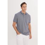 AC&Co / Altınyıldız Classics Erkek Çekmeyen Pamuklu Kumaş Regular Fit Rahat Kesim Lacivert Kıvrılmaz Polo Yaka Cepli Tişört