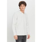 AC&Co / Altınyıldız Classics Erkek Gri %100 Pamuk Triko Sweatshirt Uzun Kollu Slim Fit Dar Kesim Polo Yaka Jakarlı