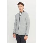AC&Co / Altınyıldız Classics Erkek Gri Melanj Standart Fit Normal Kesim Dik Yaka Triko Ceket
