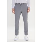 AC&Co / Altınyıldız Classics Erkek Grı Slim Fit Dar Kesim Beli Bağlamalı Yan Cep Gofre Desenli Pantolon