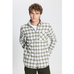 AC&Co / Altınyıldız Classics Erkek Haki-gri Slim Fit Dar Kesim Düğmeli Yaka Sıcak Tutan Kareli Kışlık Flanel Oduncu Gömlek