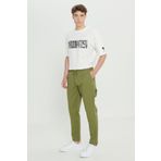 AC&Co / Altınyıldız Classics Erkek Hakı Oversize Bol Kesim Beli Bağlamalı Pamuklu Esnek Armürlü Yan Cepli Pantolon