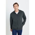 AC&Co / Altınyıldız Classics Erkek Hakı Pamuklu Standart Fit Normal Kesim Dik Yaka Cepli Esnek Sweatshirt Haki