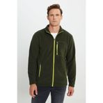 AC&Co / Altınyıldız Classics Erkek Haki Standart Fit Normal Kesim Dik Yaka Cepli Fermuarlı Soğuk Geçirmez Sweatshirt Polar Ceket