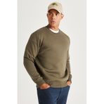 AC&Co / Altınyıldız Classics Erkek Hakı Standart Fit Normal Kesim İçi Polarlı Bisiklet Yaka Sweatshirt Haki