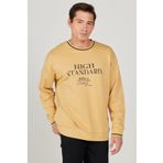 AC&Co / Altınyıldız Classics Erkek Hardal Oversize Bol Kesim Içi Polarlı 3 Iplik Bisiklet Yaka Pamuklu Sweatshirt