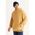 AC&Co / Altınyıldız Classics Erkek Hardal Oversize Bol Kesim Kapüşonlu Sherpa Sweatshirt Polar