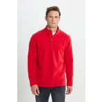 AC&Co / Altınyıldız Classics Erkek Kırmızı Anti-pilling Tüylenme Yapmayan Standart Fit Dik Yaka Soğuk Geçirmez Polar Sweatshirt