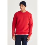 AC&Co / Altınyıldız Classics Erkek Kırmızı Standart Fit Normal Kesim İçi Polarlı Bisiklet Yaka Sweatshirt Kırmızı