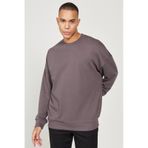 Ac&co / Altınyıldız Classics Erkek Koyu Gri Oversize Bol Kesim 3 İplik Bisiklet Yaka Pamuklu Sweatshirt