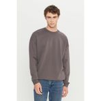 AC&Co / Altınyıldız Classics Erkek Koyu Gri Oversize Fit Bol Kesim Pamuklu Içi Polarlı 3 Iplik Bisiklet Yaka Sweatshirt