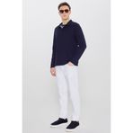 AC&Co / Altınyıldız Classics Erkek Lacivert %100 Pamuk Triko Sweatshirt Uzun Kollu Slim Fit Dar Kesim Polo Yaka Jakarlı