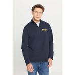 AC&Co / Altınyıldız Classics Erkek Lacivert 2 İplik Pamuklu Standart Fit Normal Kesim Fermuarlı Bato Yaka Sweatshirt