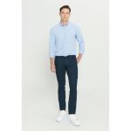 AC&Co / Altınyıldız Classics Erkek Lacivert 360 Derece Her Yöne Esneyen Slim Fit Dar Kesim Diyagonal Esnek Desenli Pantolon