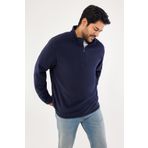 AC&Co / Altınyıldız Classics Erkek Lacivert Anti-pilling Tüylenme Yapmayan Standart Fit Bato Yaka Soğuk Geçirmez Polar Sweatshirt