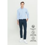 AC&Co / Altınyıldız Classics Erkek Lacivert Diz İzi Yapmayan 360 Derece Her Yöne Esneyen Slim Fit Diagonal Desenli Esnek Pantolon